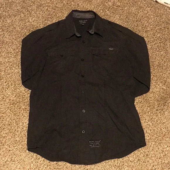 Marc Ecko Shirts | Marc Ecko Mens Small Black Dress Shirt, 60% Cotton 40% Polyester | Color: Black | Size: S | Pm-18185461's Closet